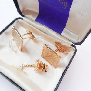 Vintage Gold Cufflinks and Tie Tack new old stock